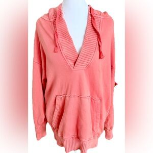 AERIE Soft Orange Terry Lined Hoodie Sweatshirt With Kangaroo Pocket Size XS